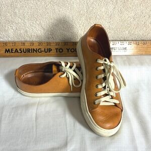 Zuzii Tan Leather Low Top Sneakers Lace Up Shoes Made in LA Brown Womens 9